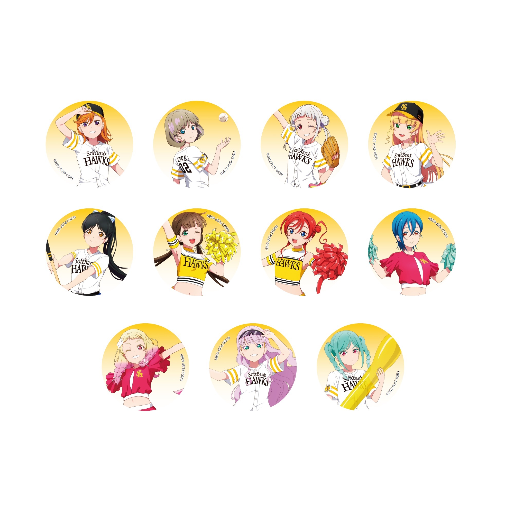 ラブライブ！スーパースター!! / 福岡ソフトバンクホークス 缶バッジ（全11種・ランダム1個入） _bb