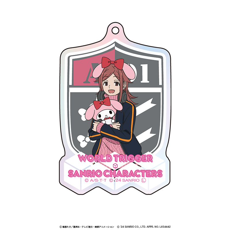 ワールドトリガー×サンリオキャラクターズ オーロラアクリルキーホルダー 国近柚宇×マイメロディ